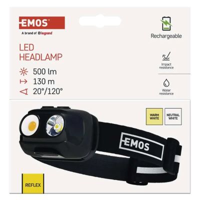 COB LED nabíjacia čelovka P3542, 500lm, 130m, Li-pol 1200mAh