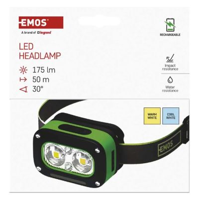 LED nabíjacia čelovka P3545, 175 lm, Li-Pol 800 mAh 