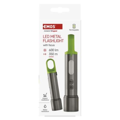 LED nabíjacie ručné kovové svietidlo, 600 lm, 1 200 mAh P3118