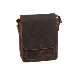 Pánske kožené crossbody tmavohnedý hunter embos jeleň hlava 250909-20