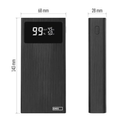 Power banka EMOS BetaQ 20, 20 000 mAh, 22,5 W, čierny