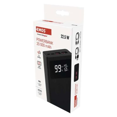 Power banka EMOS BetaQ 20, 20 000 mAh, 22,5 W, čierny