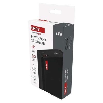 Power banka EMOS NTBF20, 20 000 mAh, 65 W PD, čierny