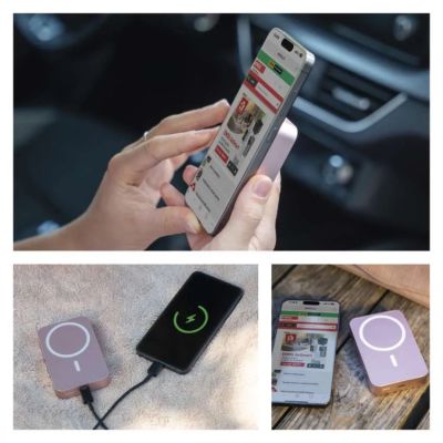 Power banka EMOS WI 1046, 10 000 mAh, 20 W+Wireless, lososová